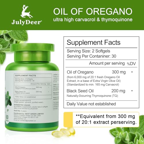 Jullydeer gélules huile d’origan – faciles à avaler pour la routine.