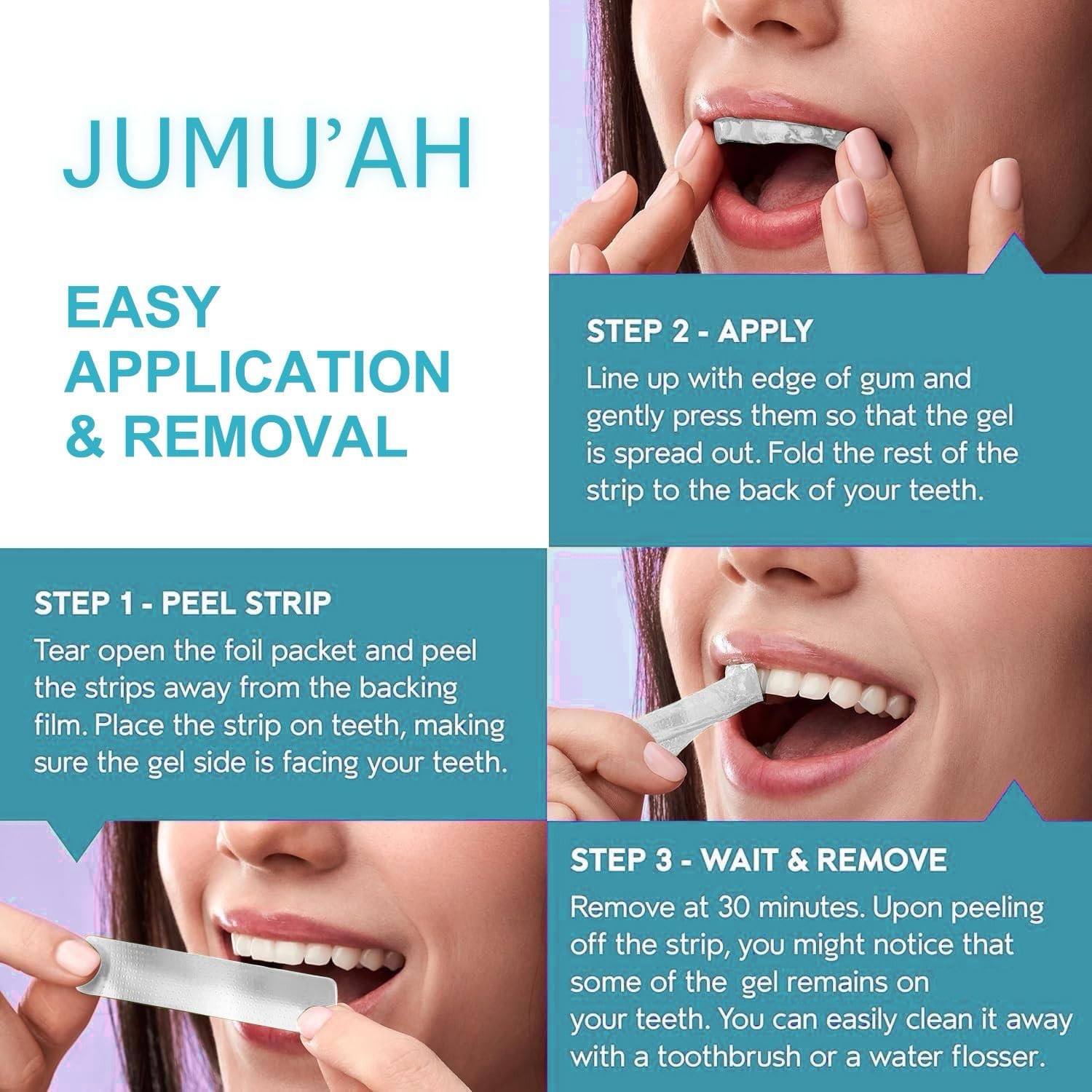 JUMU’AH Strips – application simple et rapide sur les dents.
