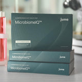 Étiquette d'identification du kit Juna MicrobiomeIQ assurant l'envoi fiable.