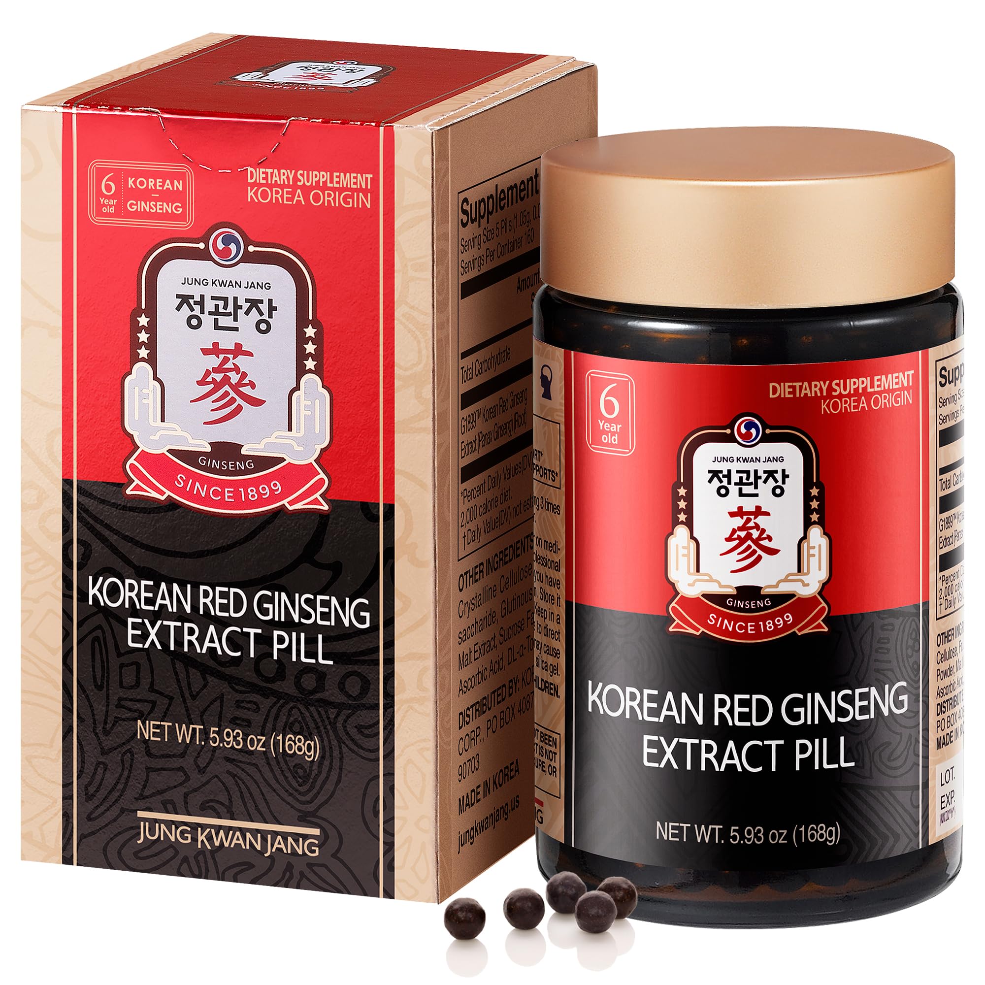 Comprimés Jung Kwan Jang dans la bouteille, énergie naturelle sans caféine.