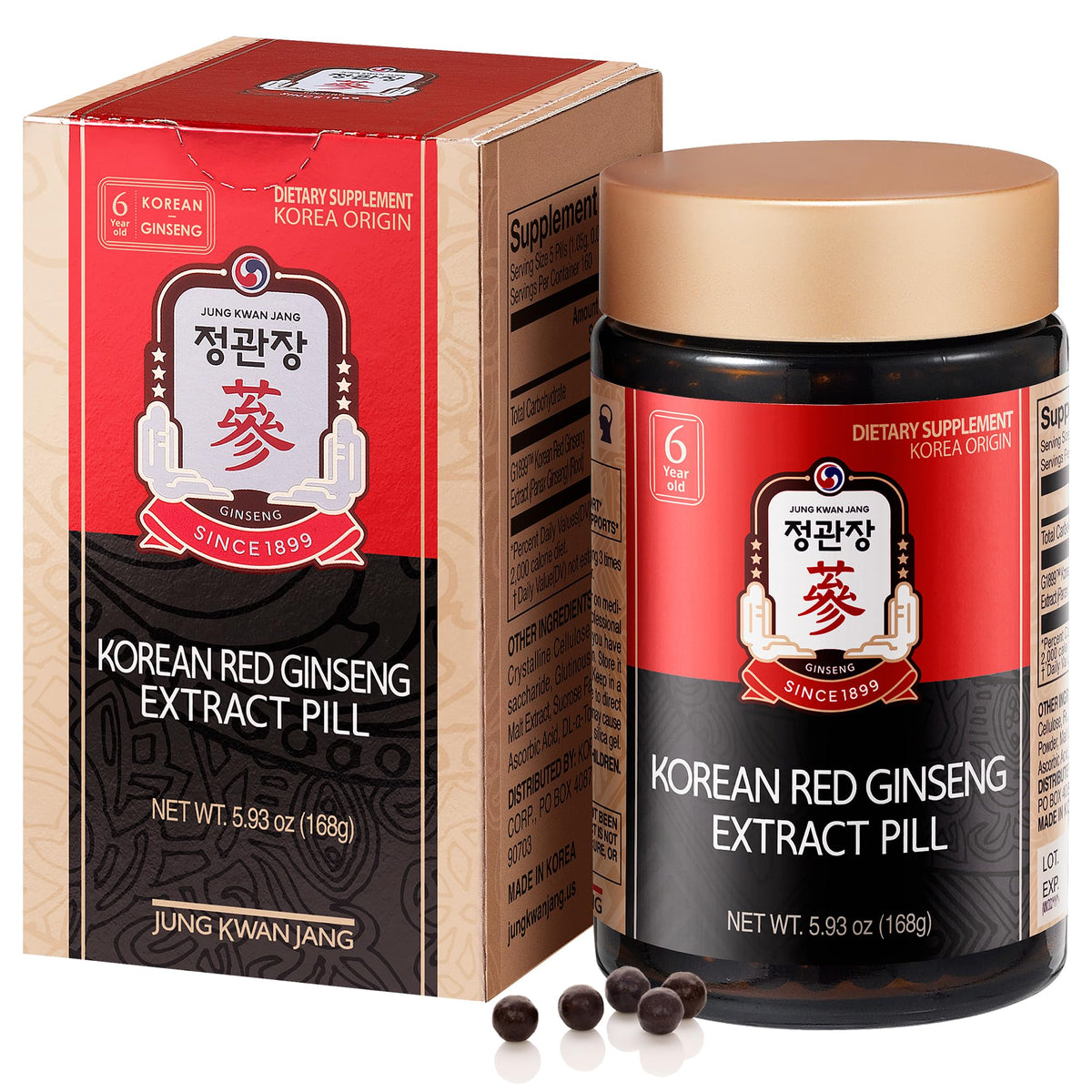 Comprimés Jung Kwan Jang dans la bouteille, énergie naturelle sans caféine.