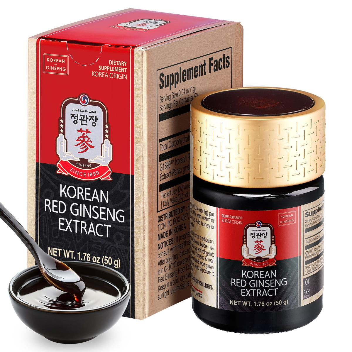 Bouteille JUNG KWAN JANG Ginseng Rouge, énergie durable et clarté mentale.