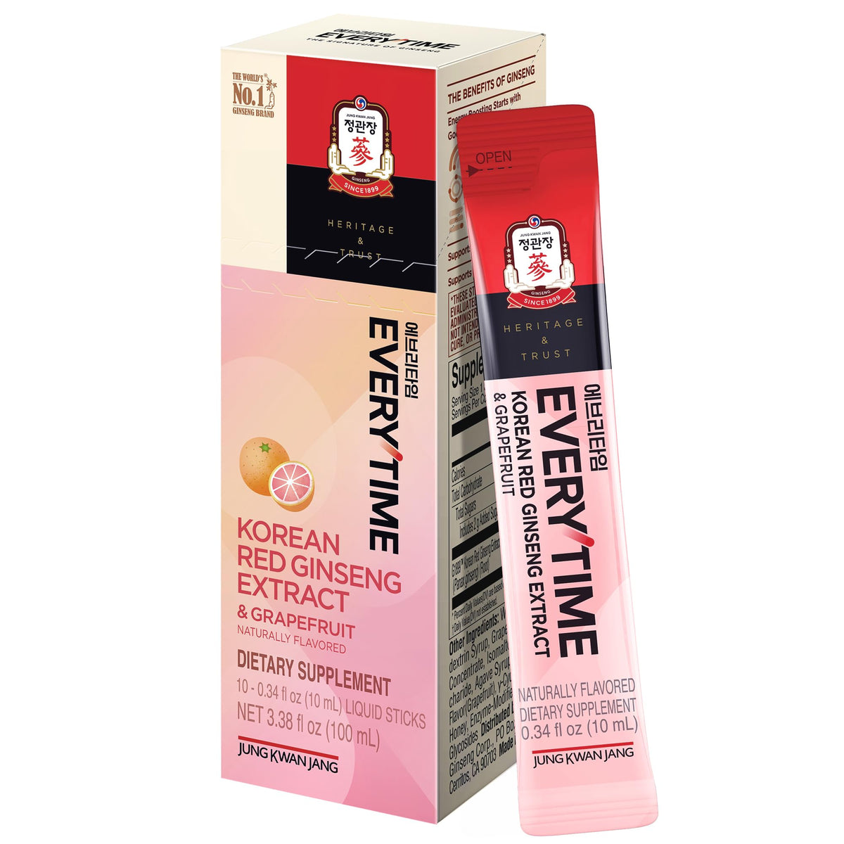 Jung Kwan Jang Everytime ginseng rouge bouteille: énergie durable sans caféine.