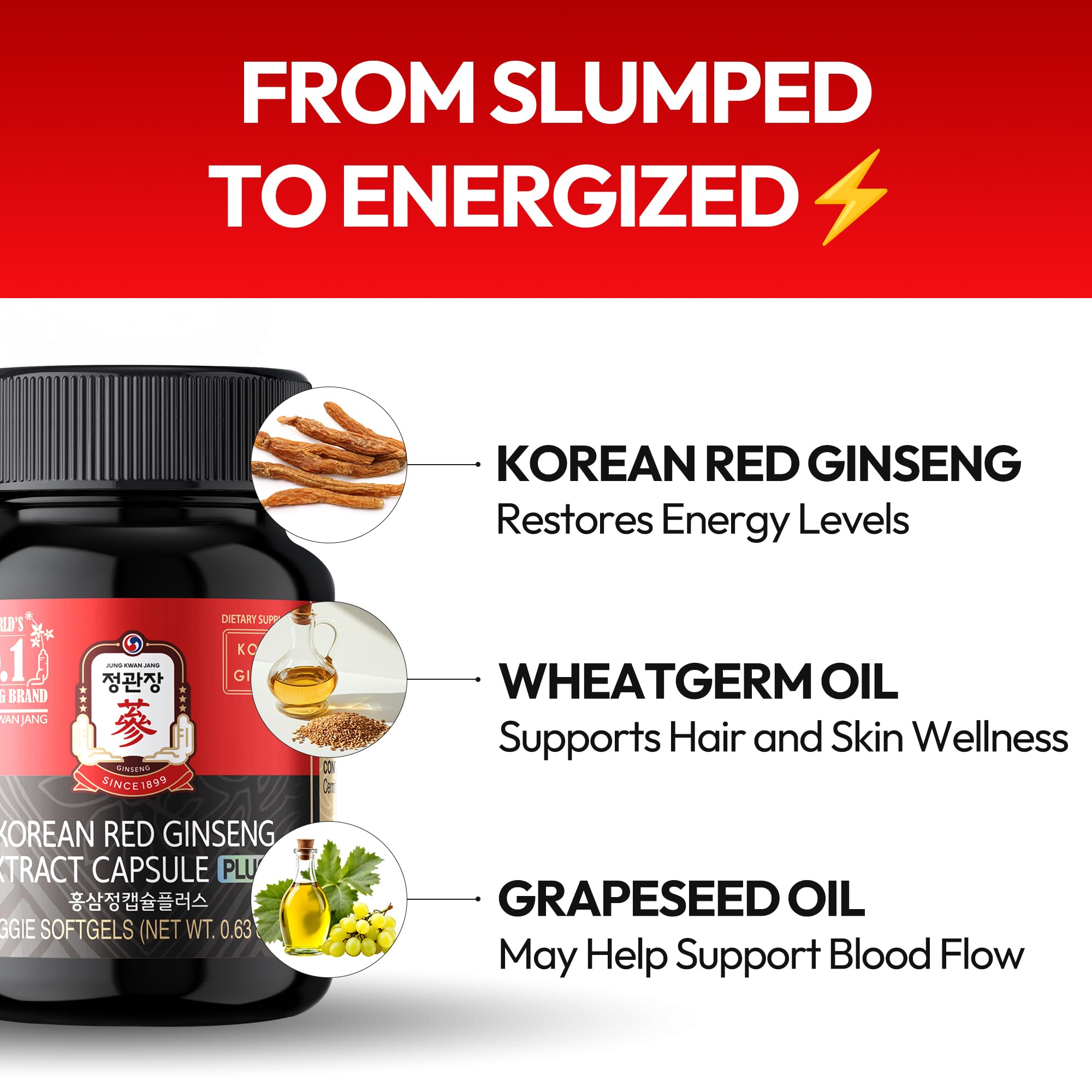 Soutien immunitaire potentiel avec le ginseng rouge Jung Kwan Jang.