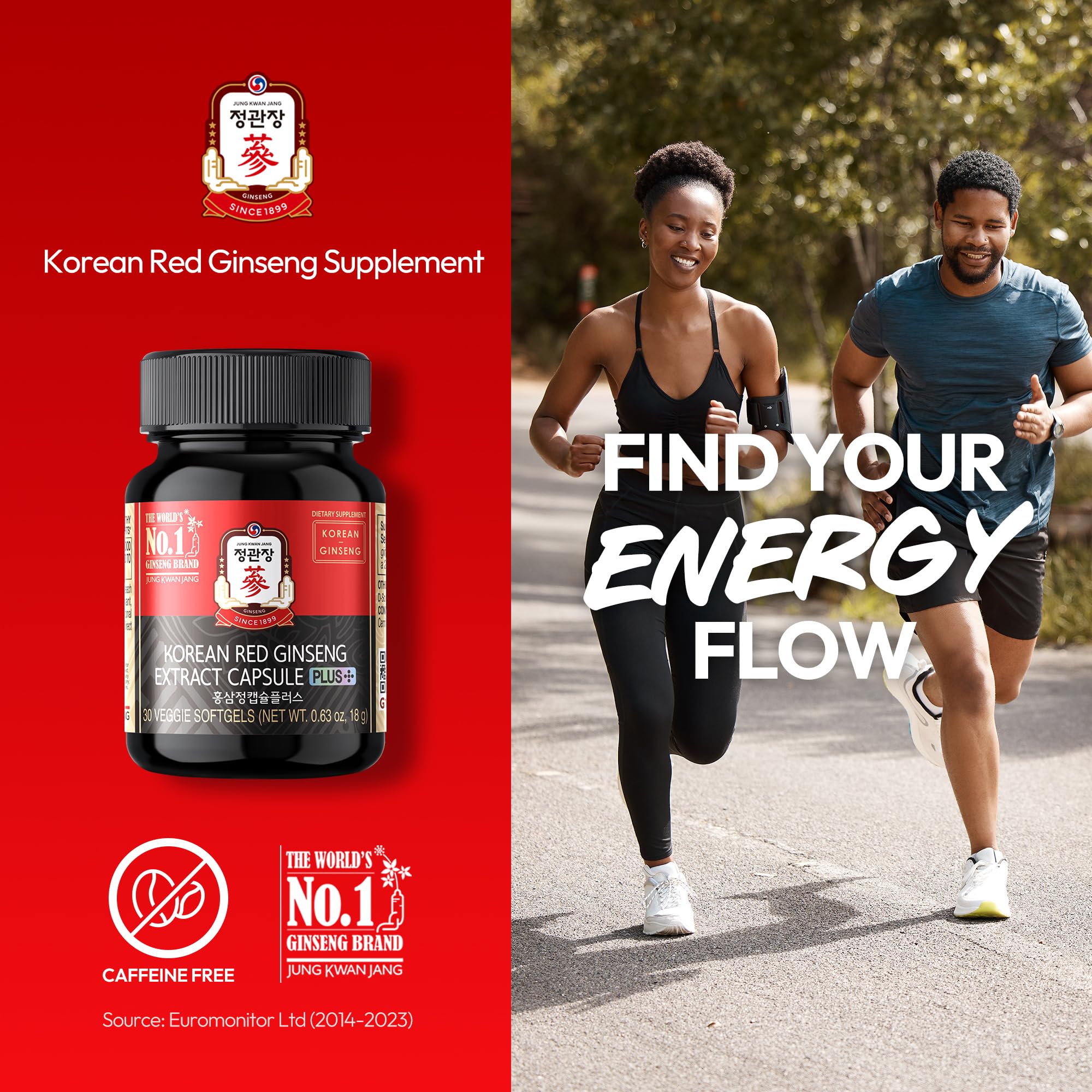 Extrait ginseng rouge Jung Kwan Jang, capsules faciles à avaler.