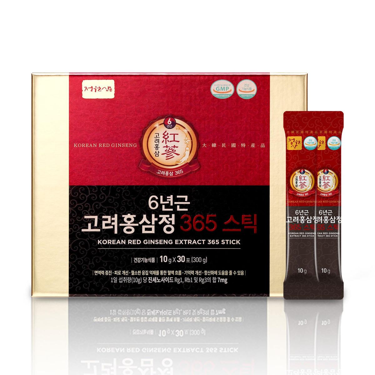 JUNGWONSAM ginseng rouge en batonnets, emballage pratique et prêt à emporter.