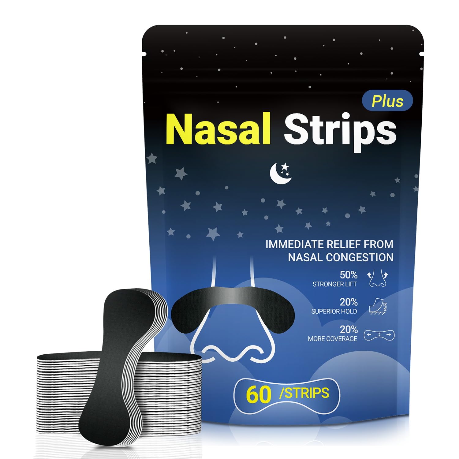 Bandes nasales JUNICHY extrafortes en pack, meilleure respiration nocturne.