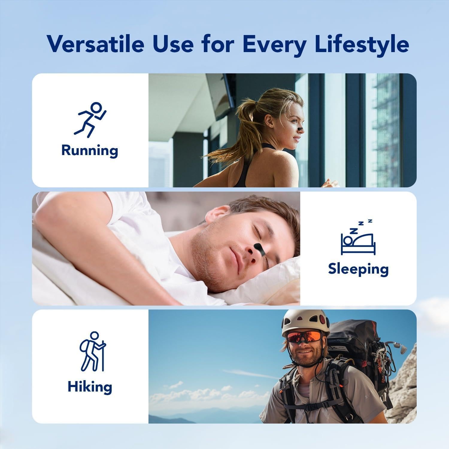Junichy bandes nasales idéales pour sommeil et activités quotidiennes.