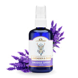 JUNIPERMIST brume Lavande et Sauge purifiant l'atmosphère autour de la bouteille 4oz
