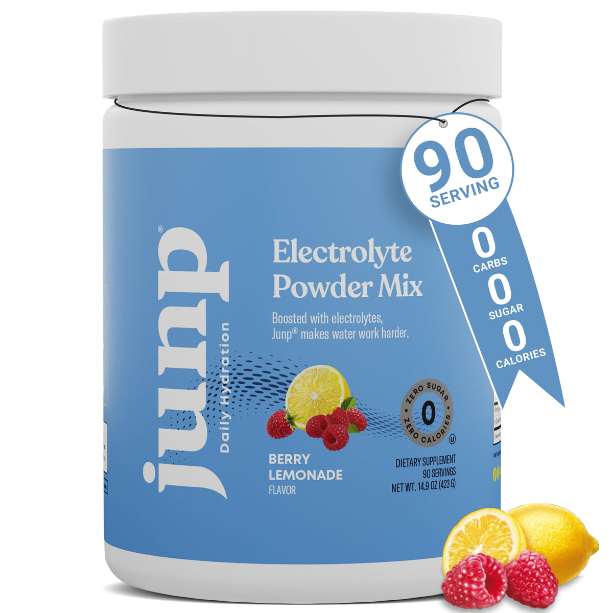 Poudre JUNP électrolytes Berry Lemonade hydratation durable pendant l'entraînement.