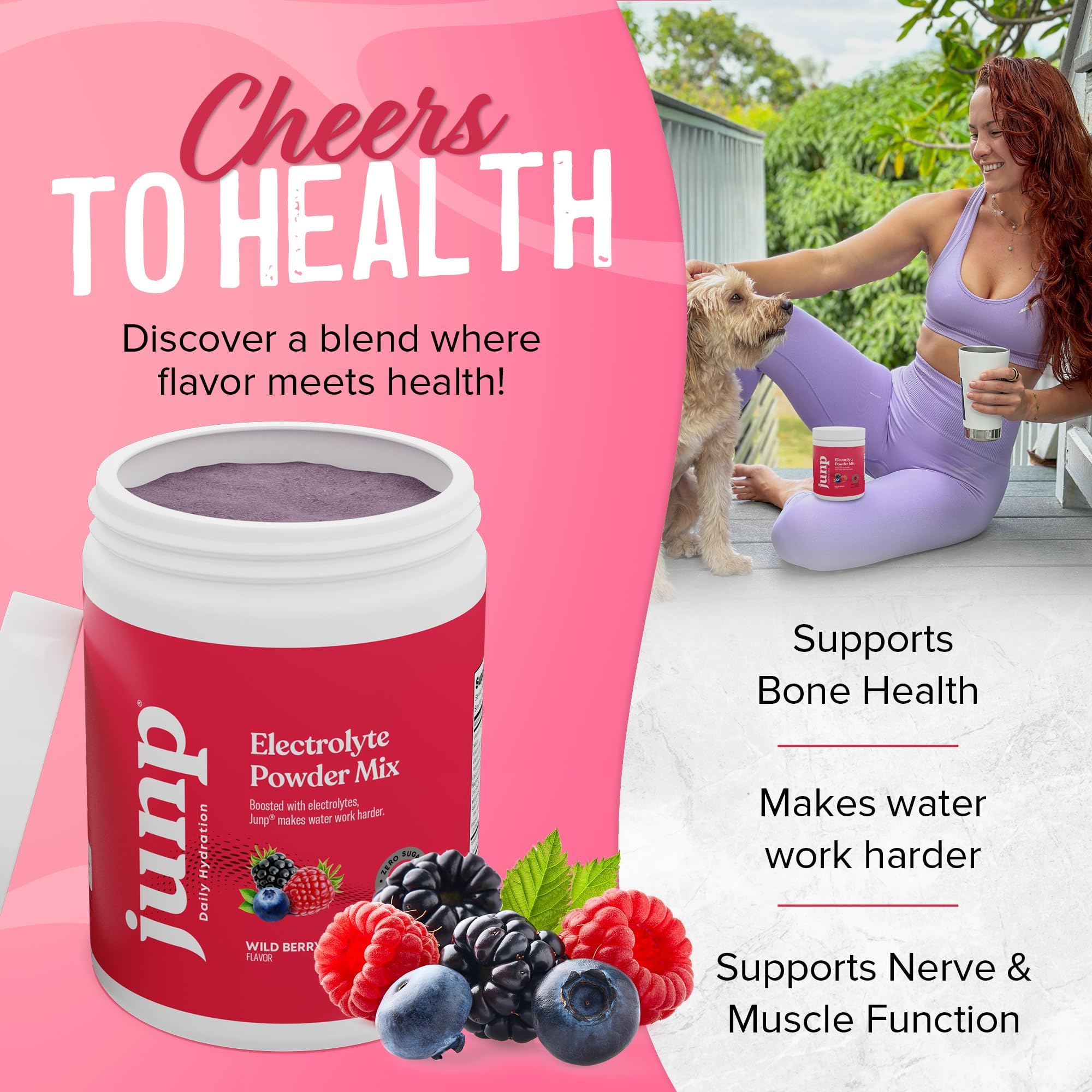 Poudre JUNP se dissout complètement pour une hydratation fiable.