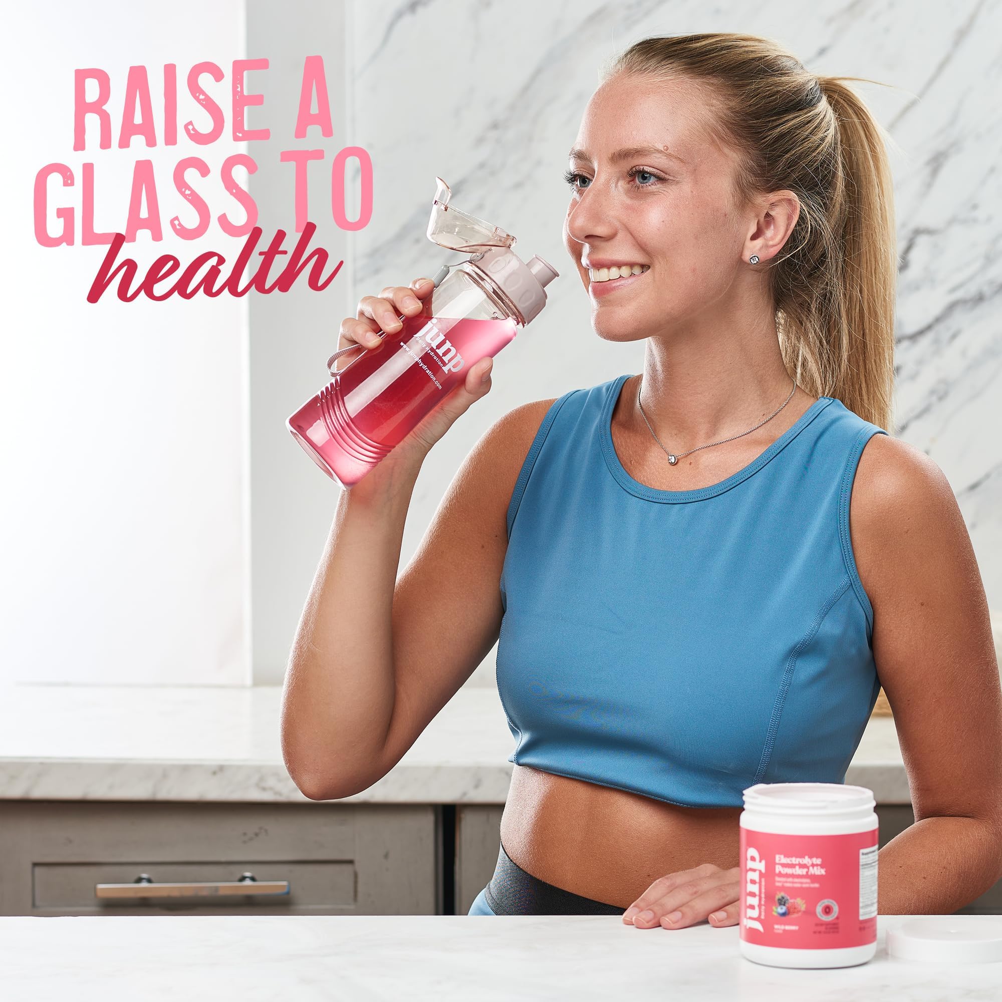 Hydratation quotidienne avec JUNP sans sucre ni calories.