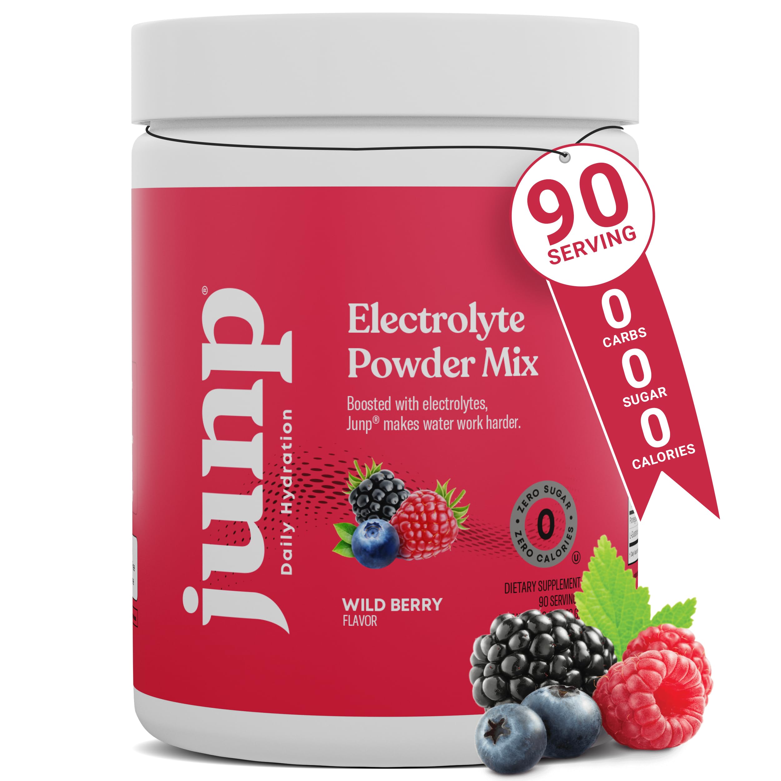JUNP Électrolytes: poudre sans sucre avec fruits sauvages, hydratation pratique pendant l'effort.