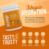 Junp Électrolytes poudre : sans gluten, soja et lactose.