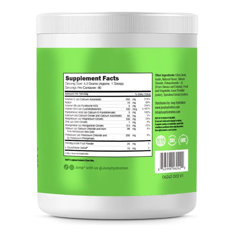JUNP Électrolytes ingrédients sodium potassium magnésium, support d'hydratation équilibrée