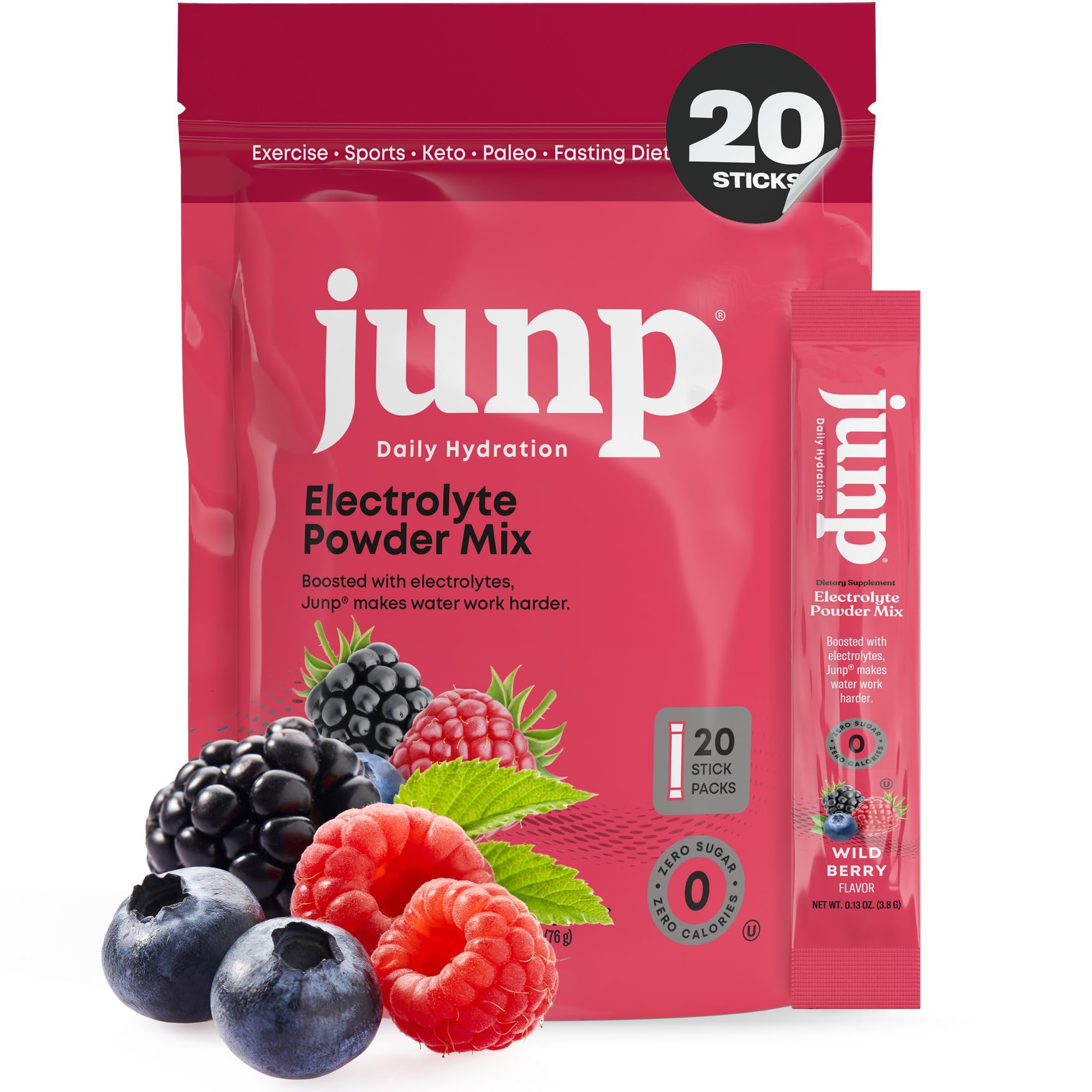 Sachet JUNP d'électrolytes saveur baies sauvages pour hydratation efficace