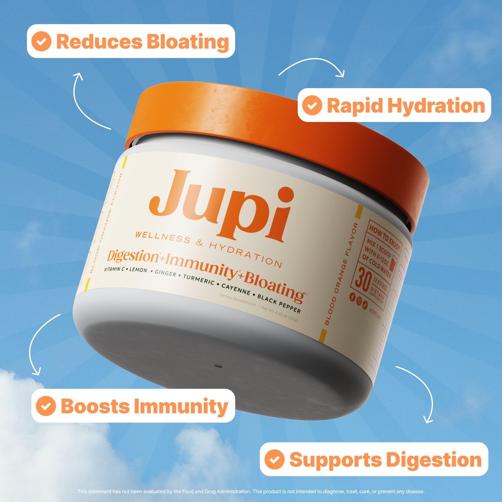 Jupi dose gingembre-curcuma citron: boisson pratique et revitalisante en déplacement.