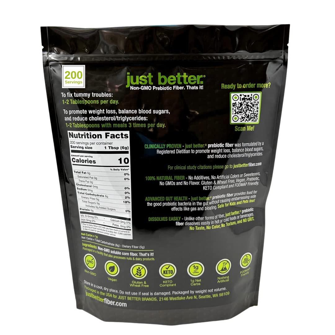 Just better poudre prébiotique sans grumeaux assure un mélange homogène.