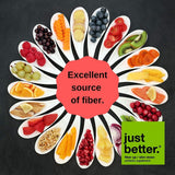 Just Better: sachet avec étiquette claire et infos simples.