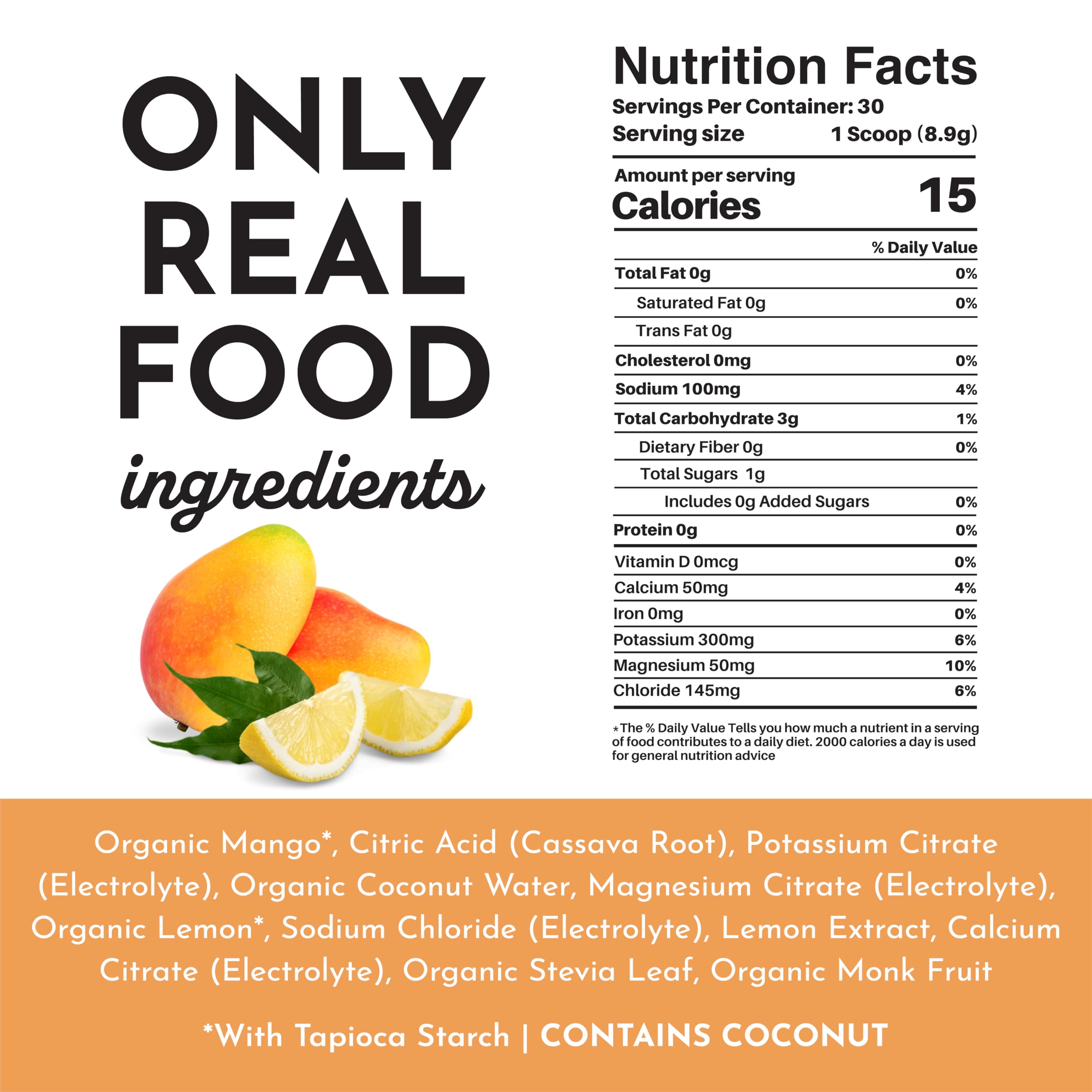 JUST INGREDIENTS Mango Lemonade : Mélange prêt à boire après l'entraînement et lors des trajets.