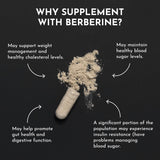 Capsules Berberine JUST INGREDIENTS alignées avec absorption améliorée.