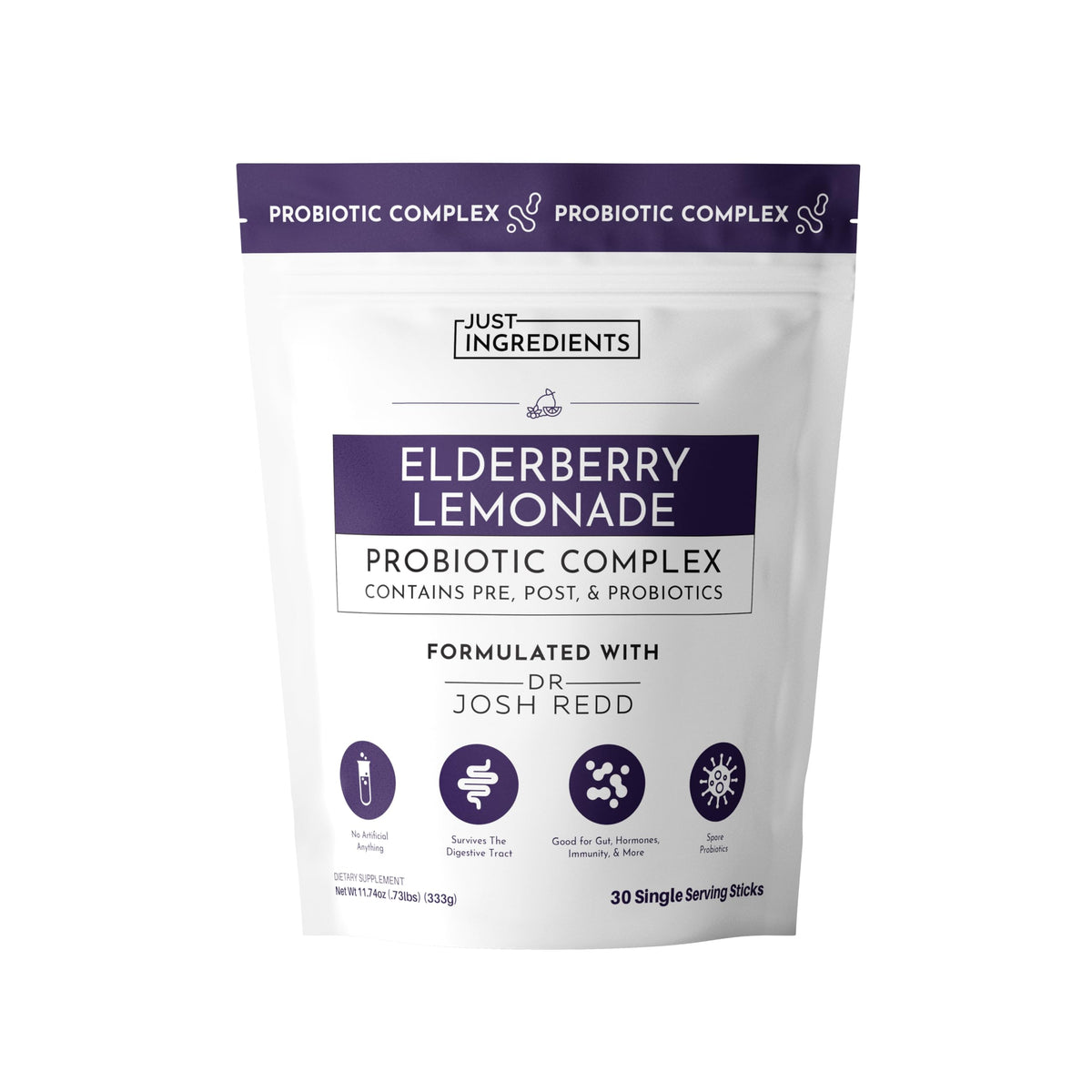 JUST INGREDIENTS Citronnade au Sureau – boîte de sticks pratique pour hydratation quotidienne.
