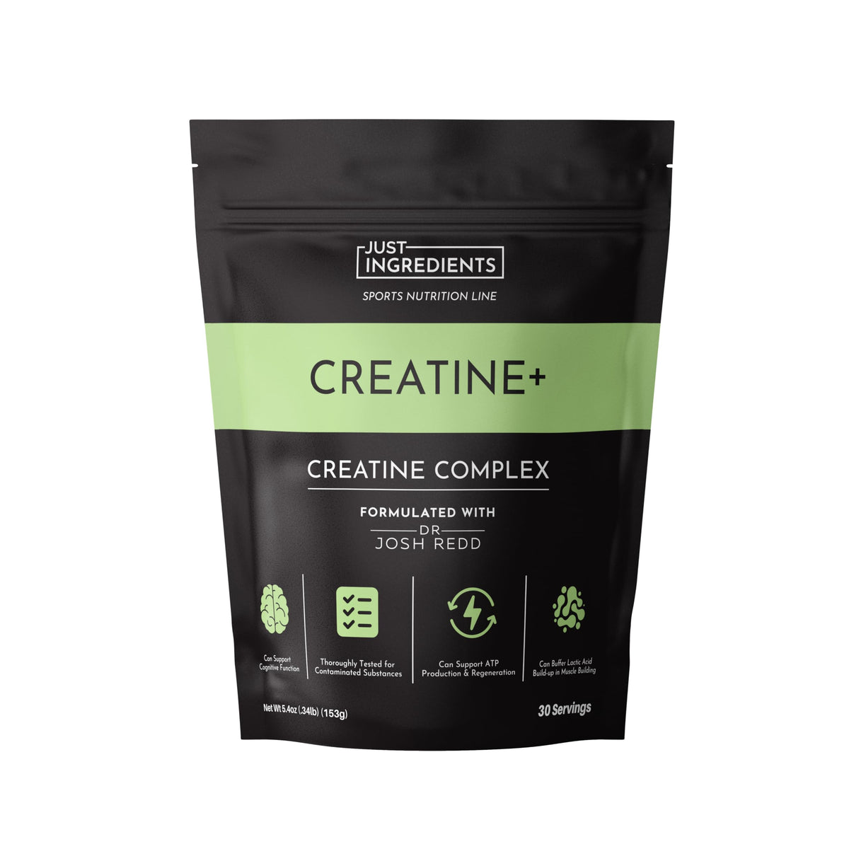 JUST INGREDIENTS Creatine Monohydrate, dosage précis pour énergie et entraînement.