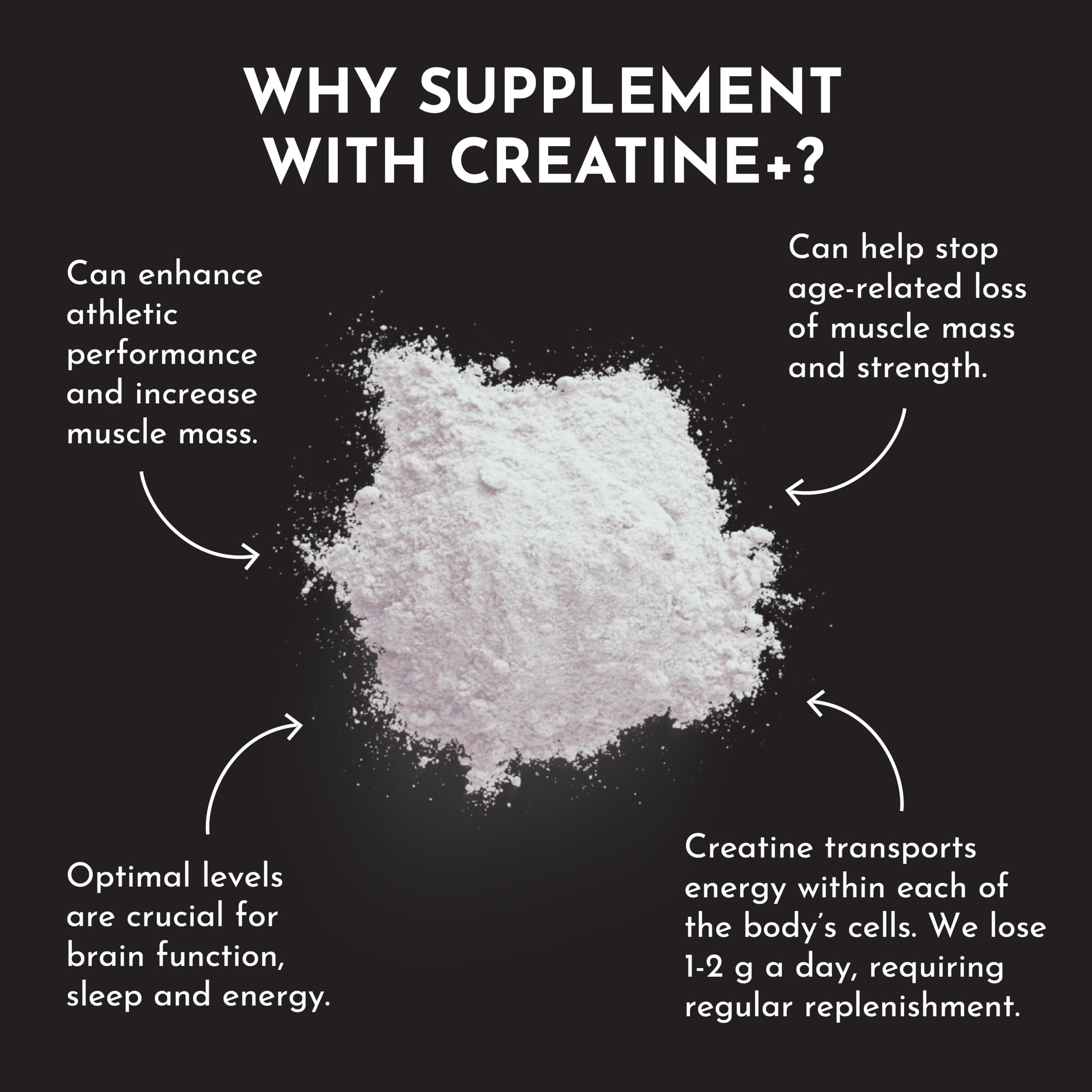 JUST INGREDIENTS Creatine Monohydrate, formule propre pour une utilisation quotidienne.