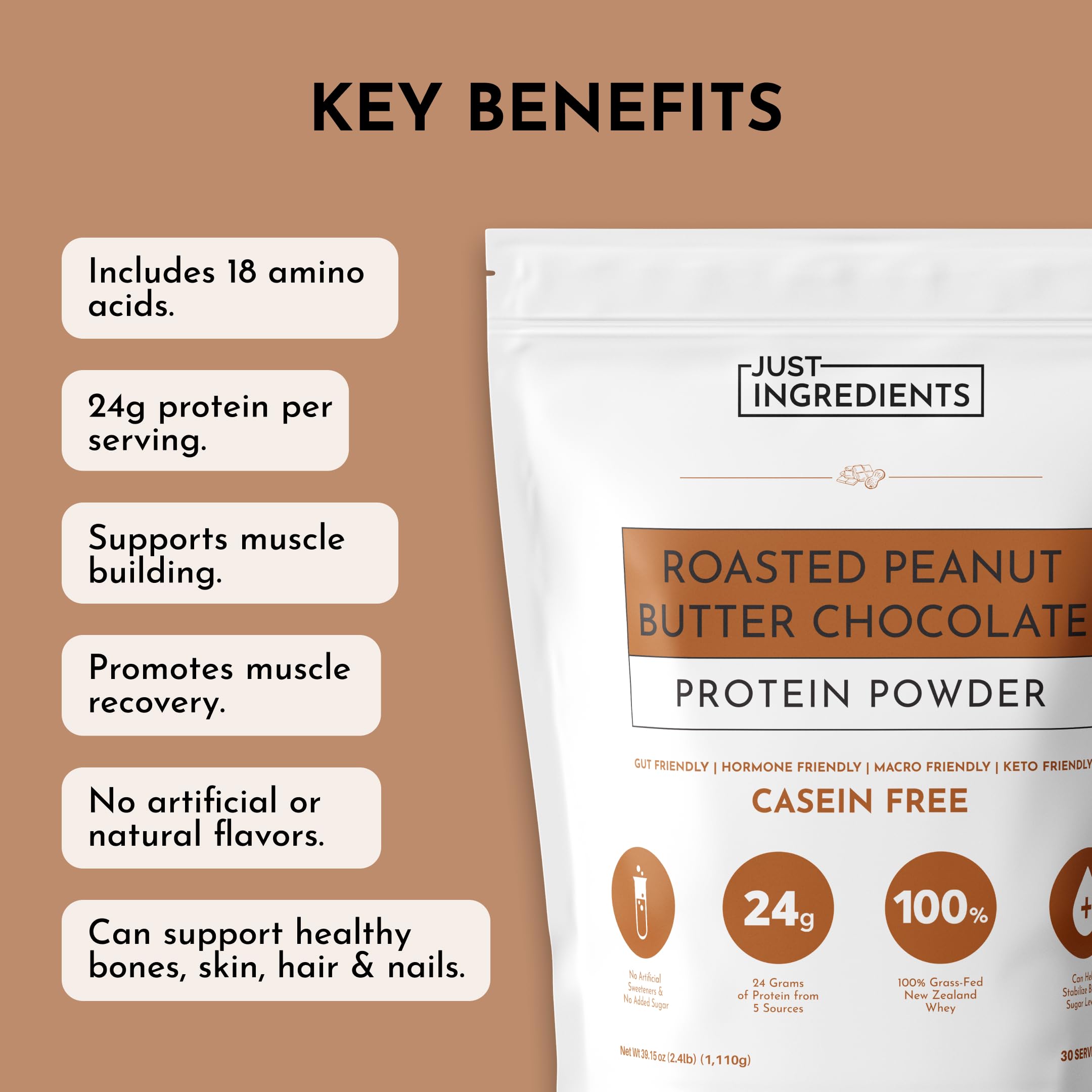 JUST INGREDIENTS ingredients-transparents: visuel clair des composants pour traçabilité facilitée