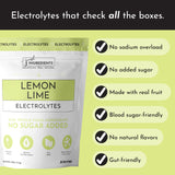 JUST INGREDIENTS Lemon Lime Electrolytes – étiquette claire, ingrédients sans artificiels