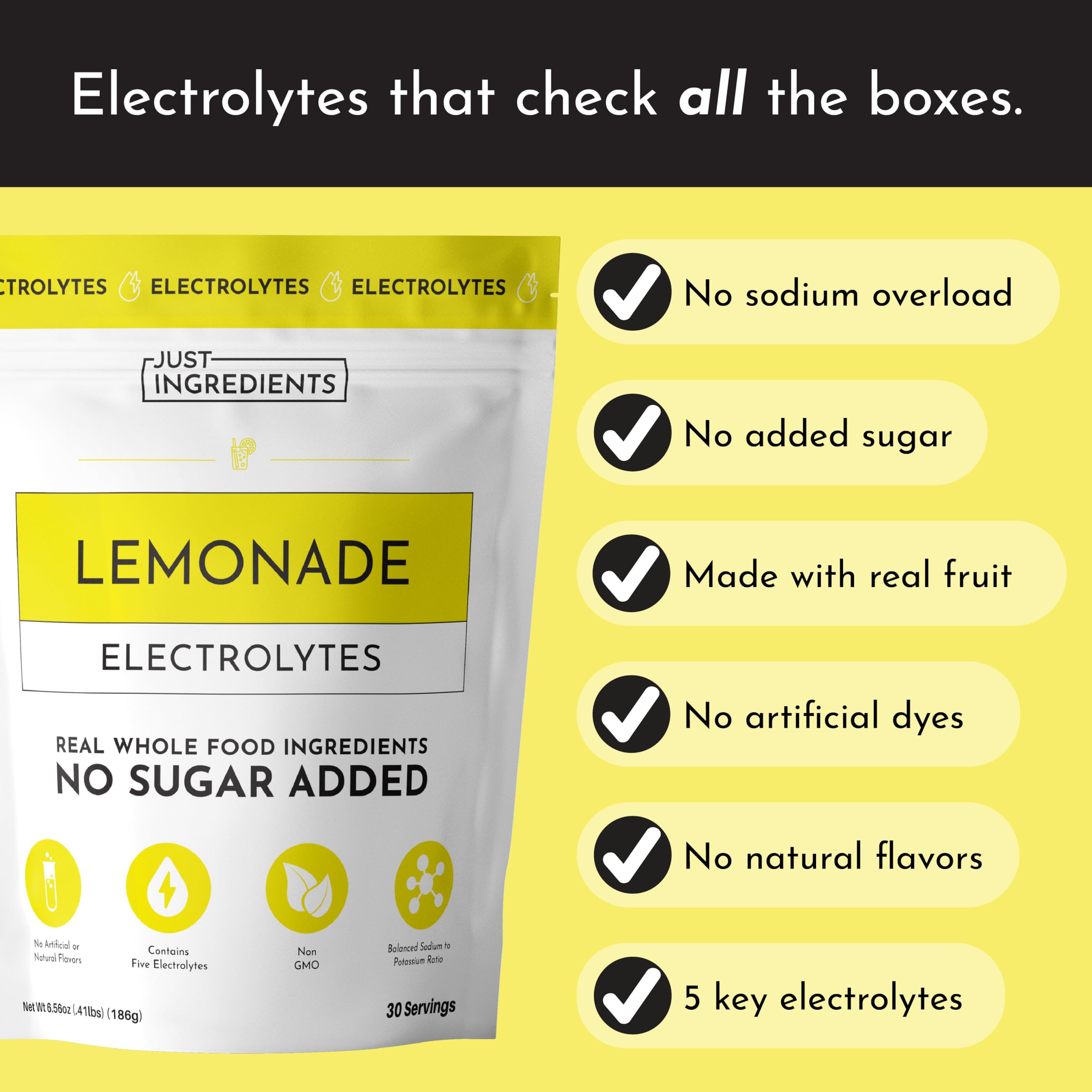 JUST INGREDIENTS limonade-électrolytes cuillère-doseuse, dissolution rapide