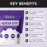 Just Ingredients Mountain Berry Protein Powder — flacon recyclable et respectueux de l'environnement