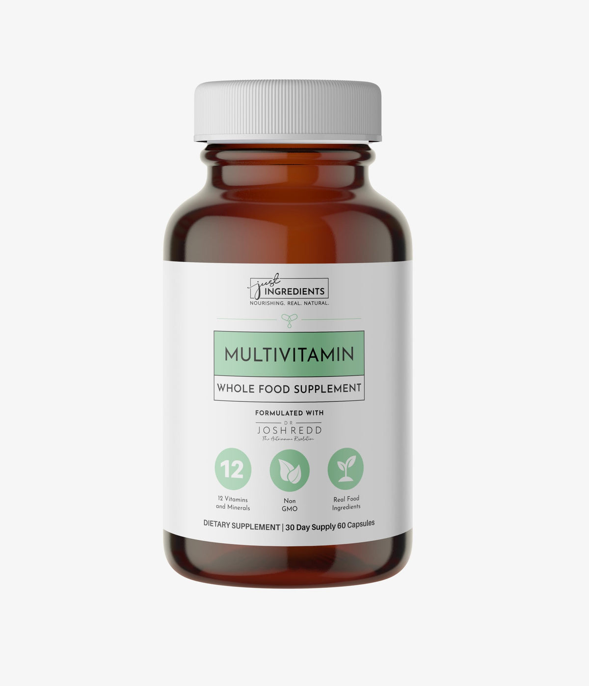 JUST INGREDIENTS Multivitamine, bouteille de capsules, soutien l énergie quotidienne.