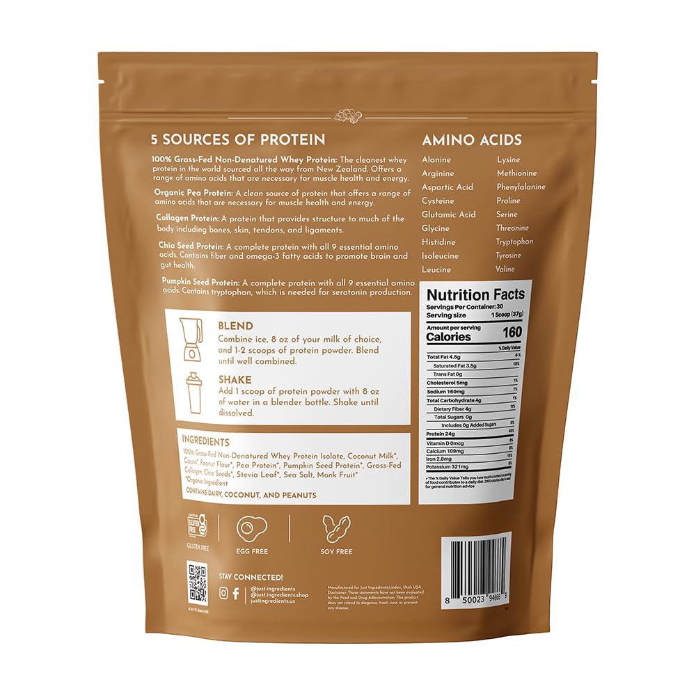 JUST INGREDIENTS pot-proteine-30-portions: pratique et hygiénique pour planifier vos portions