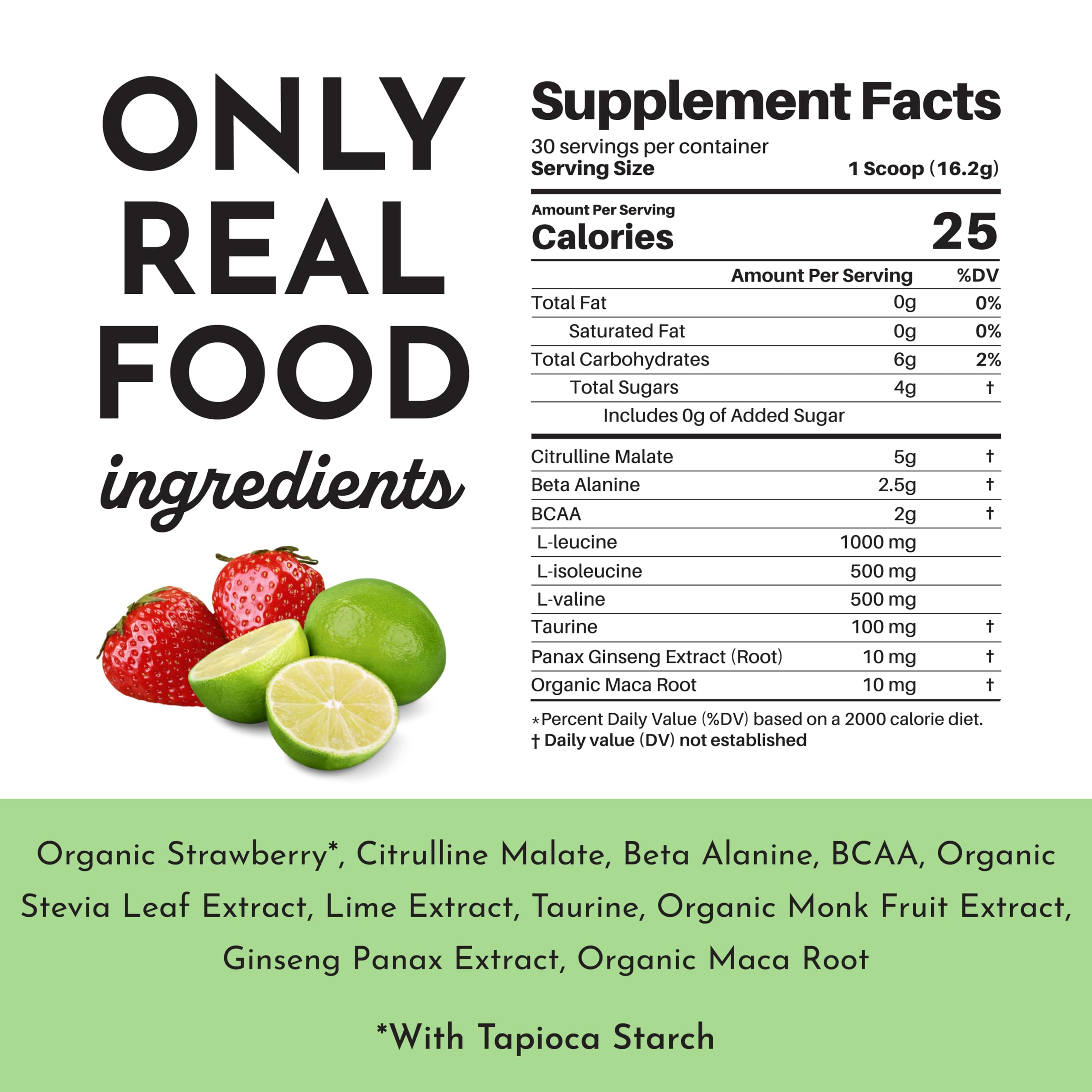 JUST INGREDIENTS étiquette nutritionnelle claire et lisible.