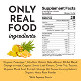 Étiquette nutritionnelle claire sur Just Ingredients Pré-entraînement, facilitant le choix.