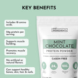 Protéine Menthe-Chocolat Just Ingredients mélangée au lait pour shake onctueux.