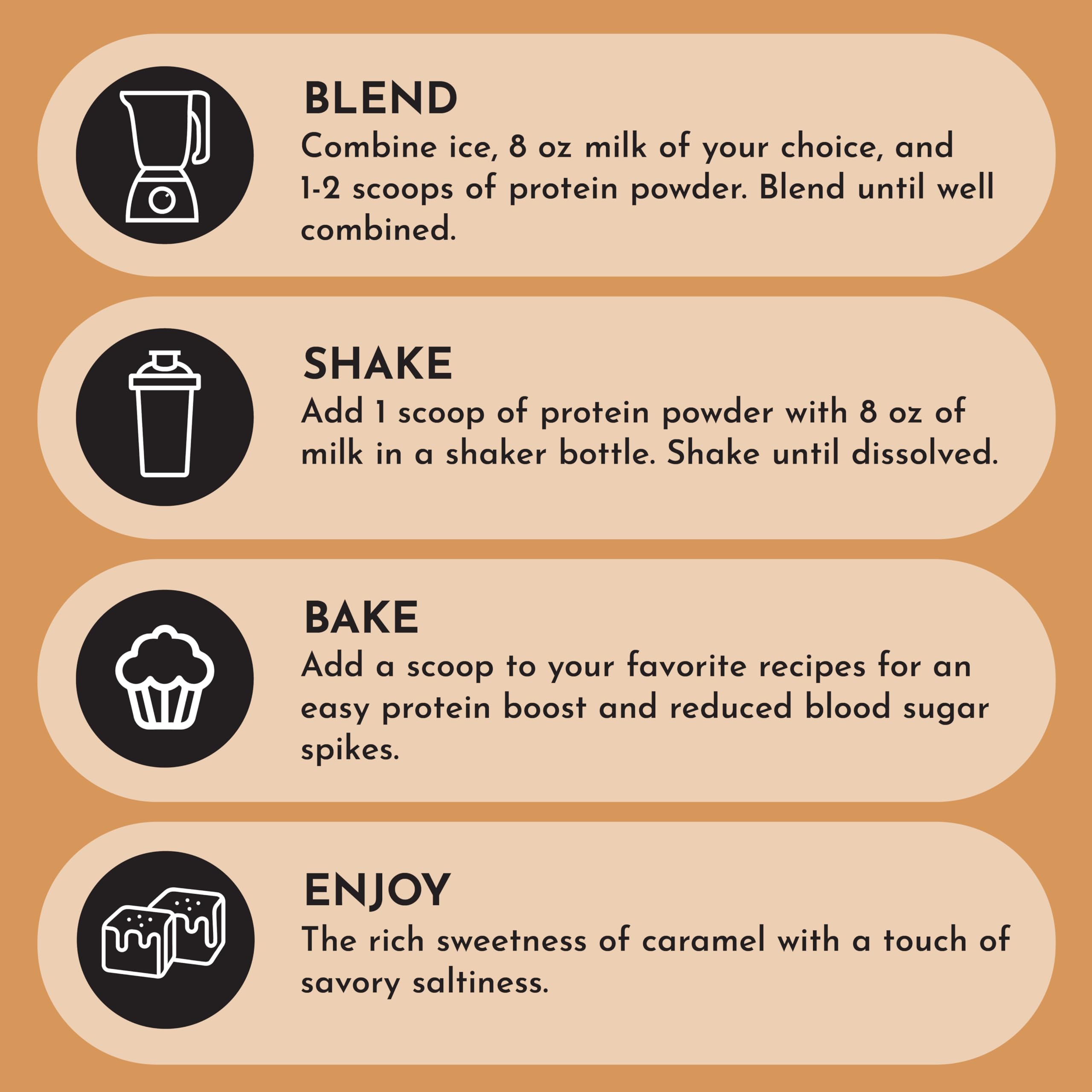 Recette maison protéinée avec Just Ingredients poudre caramel salé dans pâtisserie.