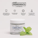 Just Ingredients Poudre Dentaire Réméralisante — ingrédients naturels visibles pour un rituel sain