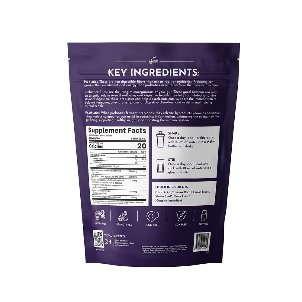 JUST INGREDIENTS Stick Citronnade Sureau – sachet individuel facile à emporter.