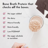 Just Ingredients produit sans lactose bouillon-protéine menthe-chocolat, digestion douce.