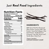 JUST INGREDIENTS Shaker montrant un mélange vanille-cannelle prêt à boire.
