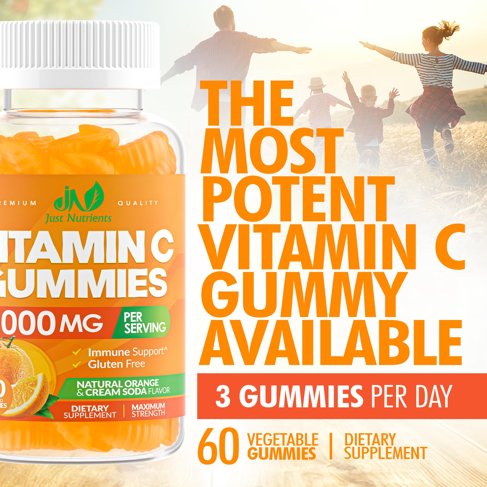 Just Nutrients gommes vitamine C 1000mg – texture douce et facile à mâcher