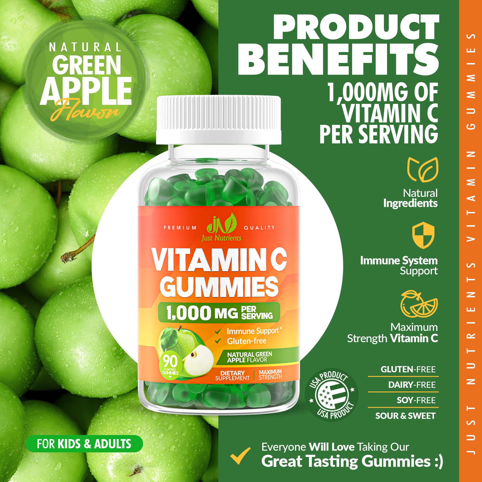 Just Nutrients ingrédients naturels, sans gluten ni OGM, végétarien