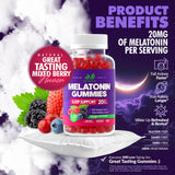 Étiquette indiquant 20 mg de mélatonine par gomme Just Nutrients