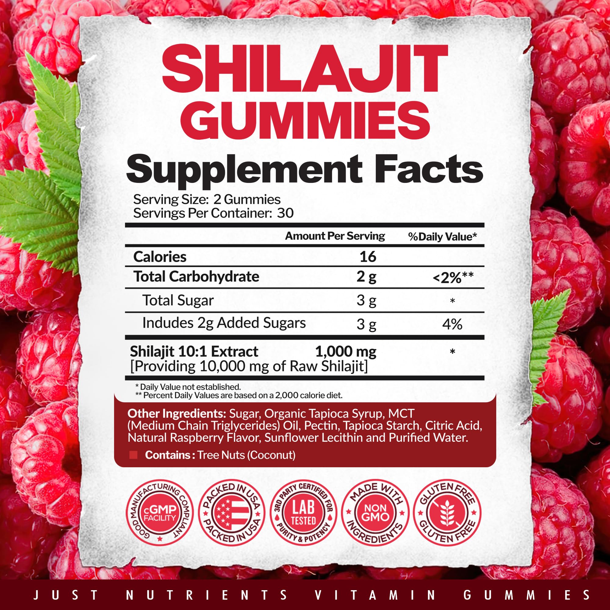 Suggestion d'utilisation quotidienne pour le bien-être avec Just Nutrients Shilajit Gomme.