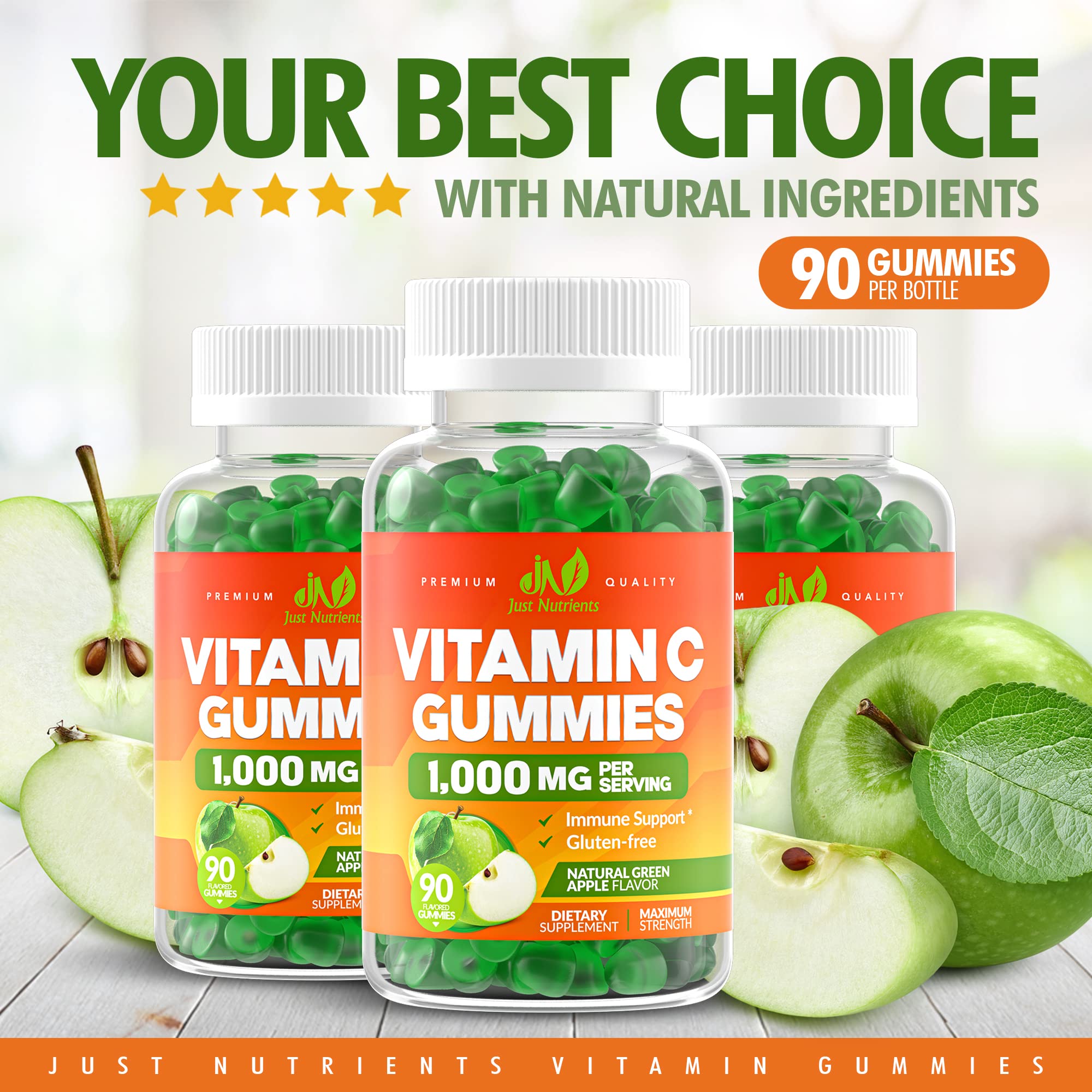 Just Nutrients vitamine C 1000 mg gommes, usage familial facile