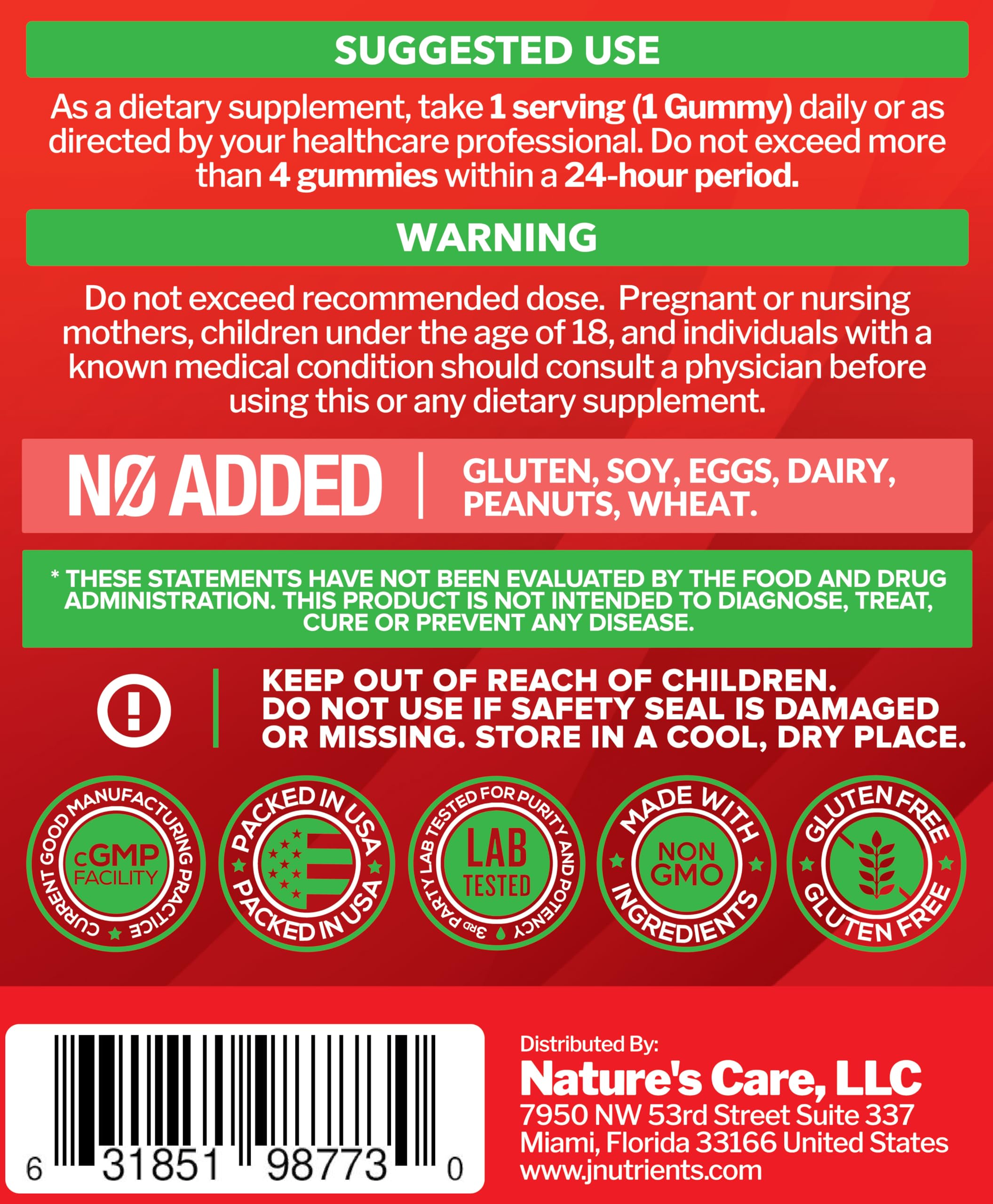 Boîte Just Nutrients: 120 gommes pour quatre mois d’approvisionnement.