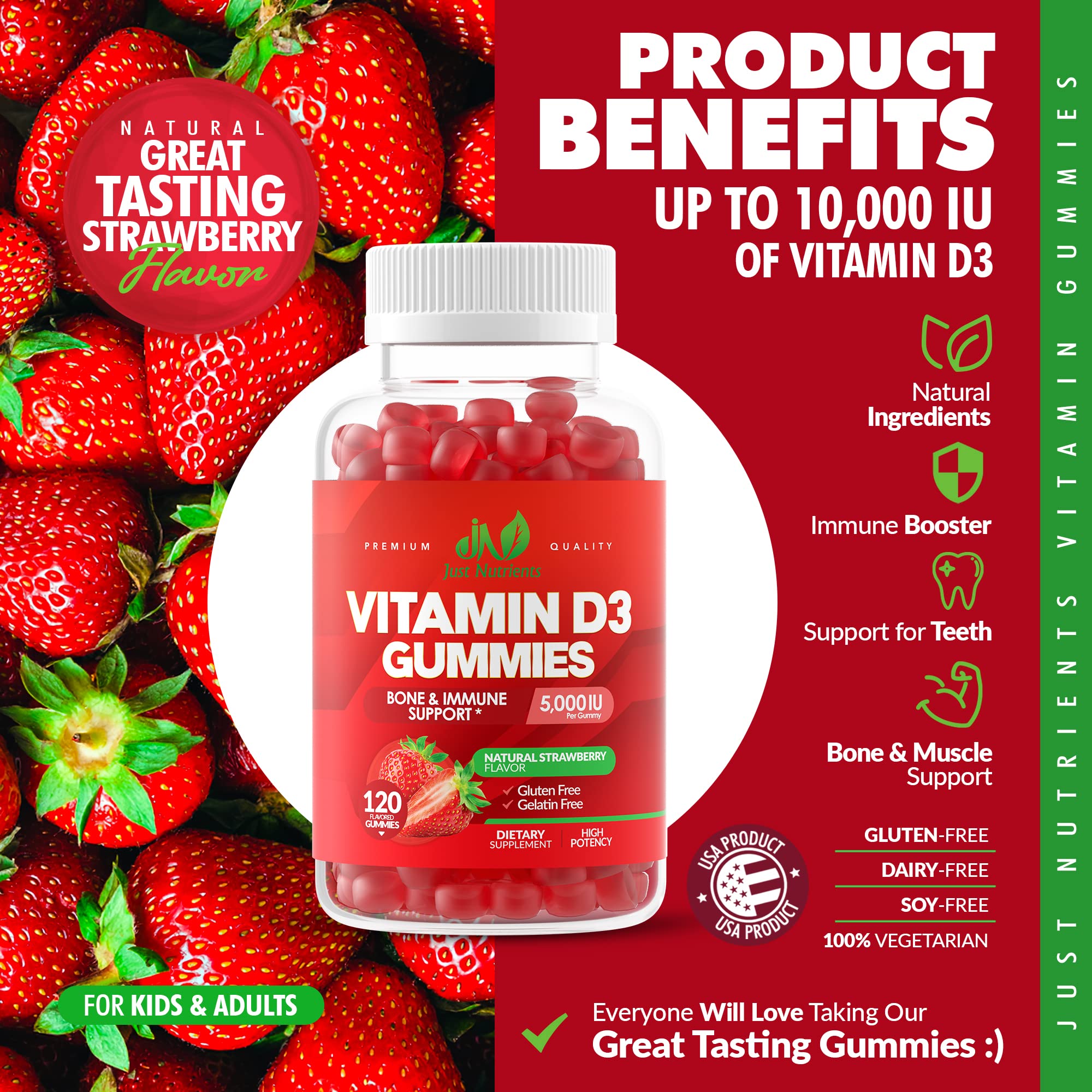Adaptées adultes et enfants, Just Nutrients, soutien pratique de l’apport en D3.