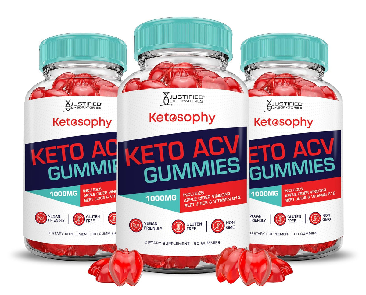 Justified Ketosophy ACV: flacon transparent et gommes orange, usage quotidien facile.